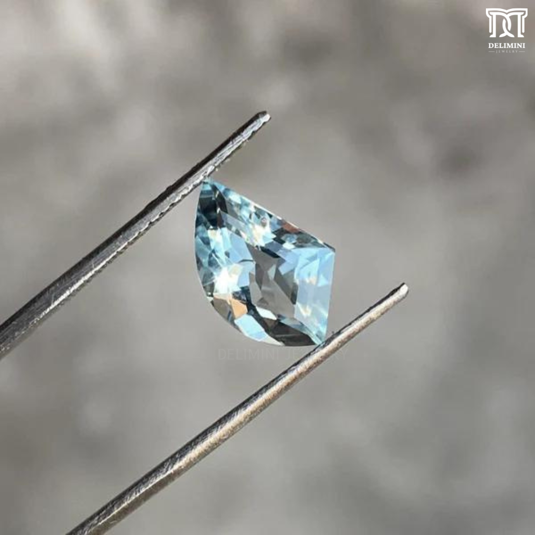Aquamarine Blue Fancy Shape Gemstone For Jewelry, 12.5 MM Aquamarine, 2.15 Carat - DELIMINI JEWELRY