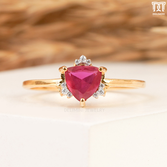 Trillion cut ruby engagement ring , Trillion wedding ring